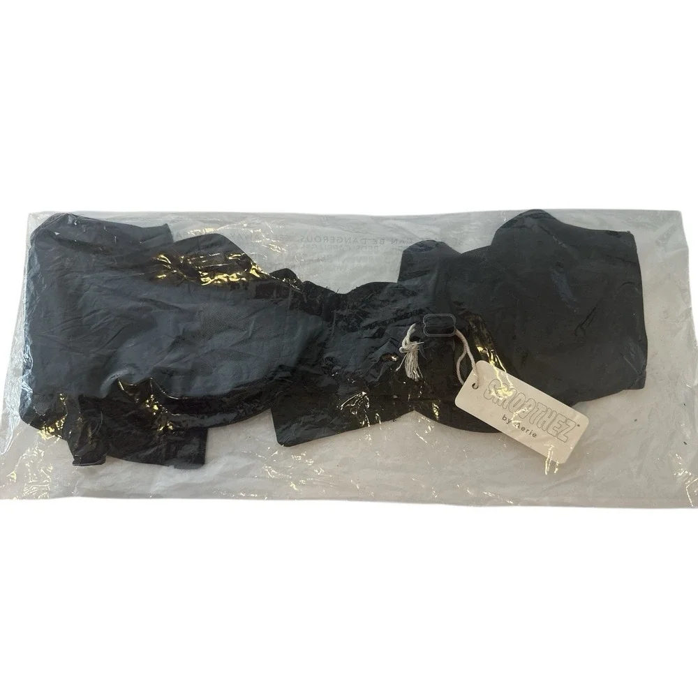 Aerie BRA SMOOTHEZ Mesh BALCONETTE Women 36D Black Intimate New - Picture 1 of 7